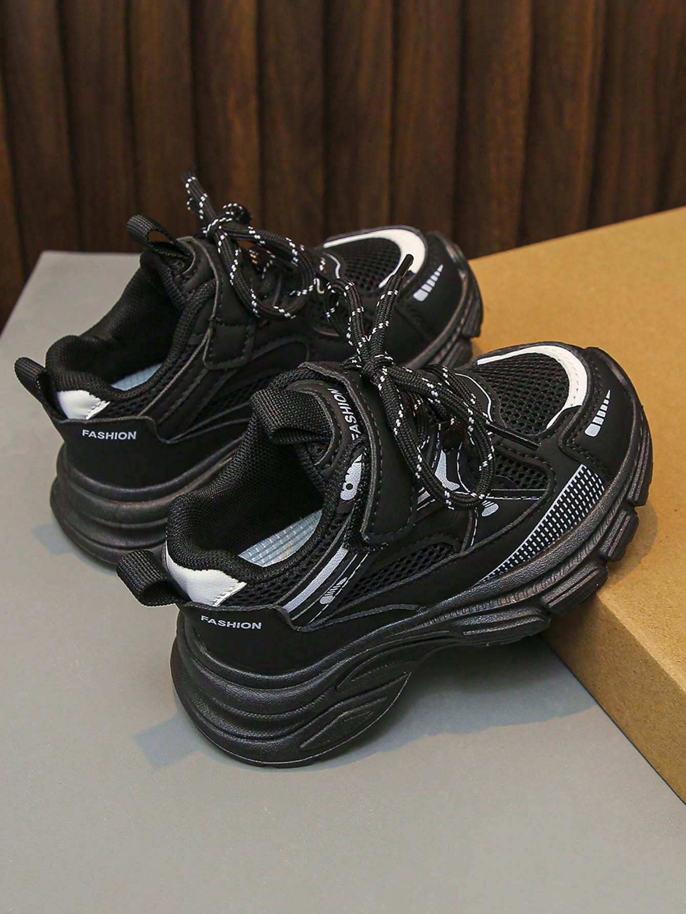 1 Pair Kids Mesh Sports Shoes, Boys & Girls Lightweight Casual Retro Running Shoes, German Training Shoes, Non-Slip Breathable Soft Comfortable Toddler Walking Shoes, Chunky Sneakers, Suitable For Ind