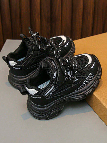 1 Pair Kids Mesh Sports Shoes, Boys & Girls Lightweight Casual Retro Running Shoes, German Training Shoes, Non-Slip Breathable Soft Comfortable Toddler Walking Shoes, Chunky Sneakers, Suitable For Ind