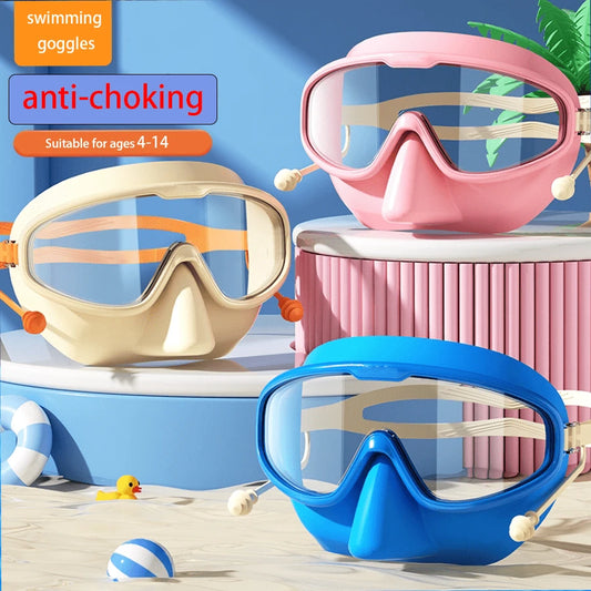 1 Pair Kids Swimming Goggles With Nose Clip, Anti-Fog, Suitable For Children And Teenagers Aged 4-14, Back To School