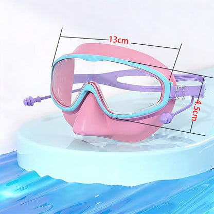 1 Pair Kids Swimming Goggles With Nose Clip, Anti-Fog, Suitable For Children And Teenagers Aged 4-14, Back To School