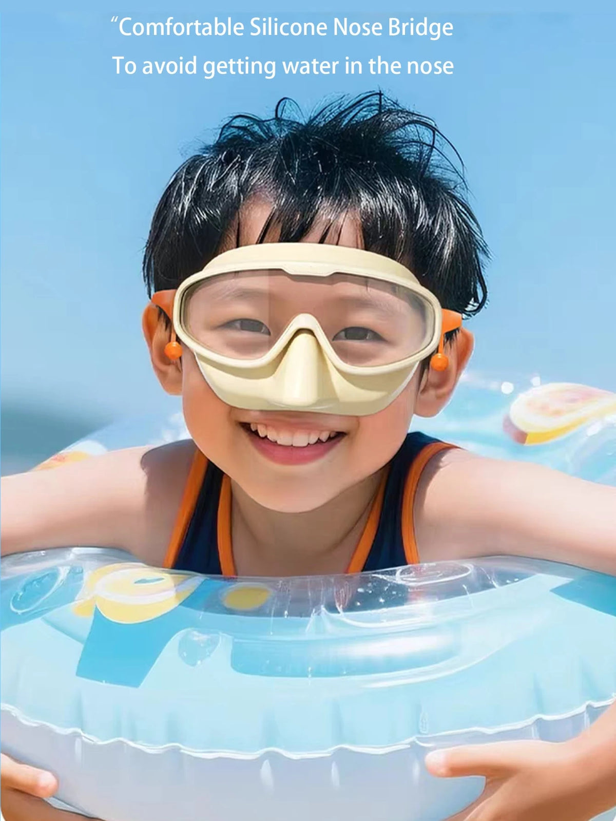 1 Pair Kids Swimming Goggles With Nose Clip, Anti-Fog, Suitable For Children And Teenagers Aged 4-14, Back To School