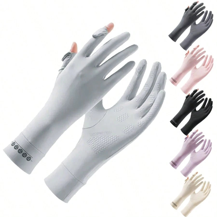 1 Pair Lightweight Anti-UV Fingerless Driving Gloves, Breathable For Summer Cycling, Suitable For Ladies, Gift For Girlfriend/Mother