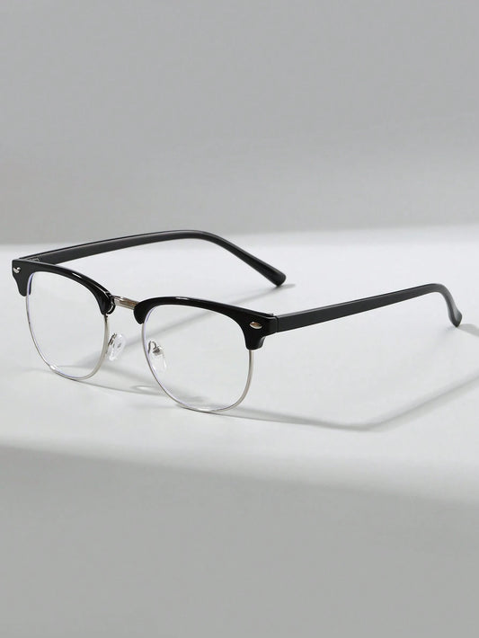 1 Pair Men's Half-Frame Lightweight Glasses, Suitable For Computer, Reading, Gaming, TV, And Mobile Phone Use