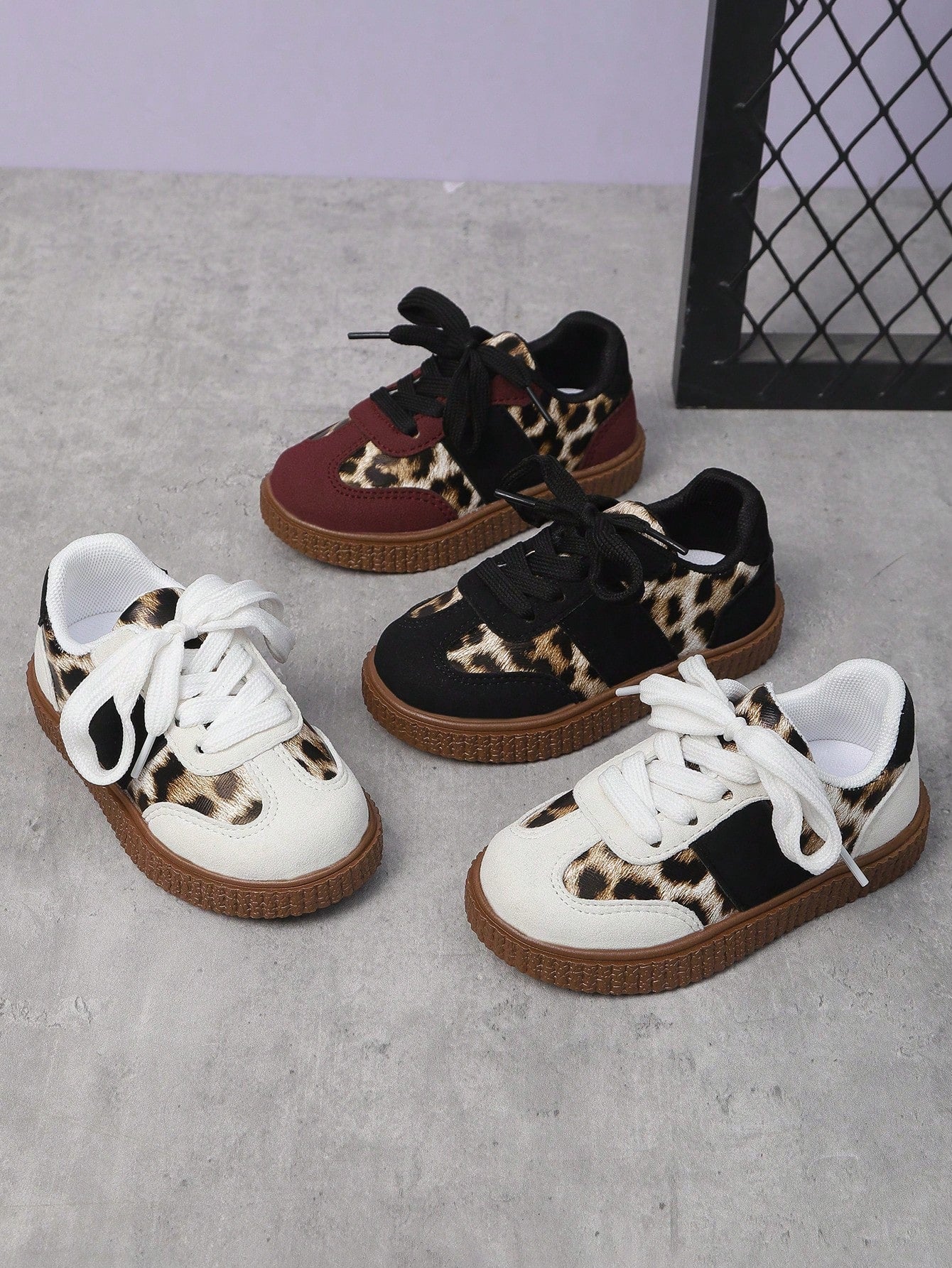 1 Pair New Soft-Sole Leopard Print Children's Casual Sports Shoes, Unisex Toddler Vintage Patchwork Non-Slip Running Shoes For Spring & Autumn