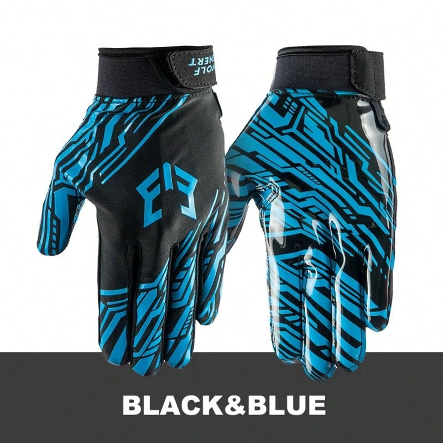 1 Pair Professional American Football Gloves, High Grip Silicone Palm Rugby Gloves Breathable Flexible Sports Gloves, Durable Wrist Support Anti-Sweat Athletic Gloves For Rugby Training Match