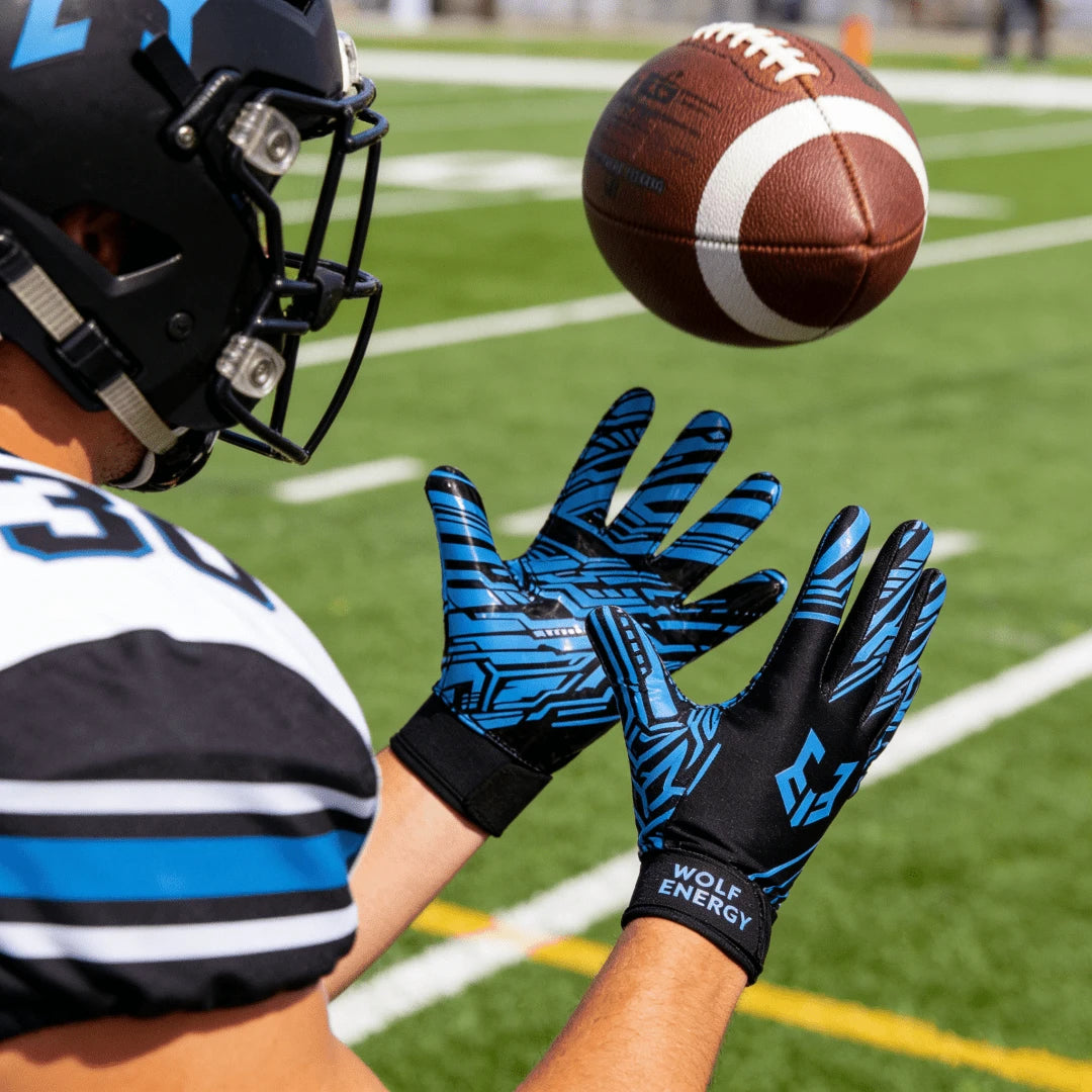 1 Pair Professional American Football Gloves, High Grip Silicone Palm Rugby Gloves Breathable Flexible Sports Gloves, Durable Wrist Support Anti-Sweat Athletic Gloves For Rugby Training Match