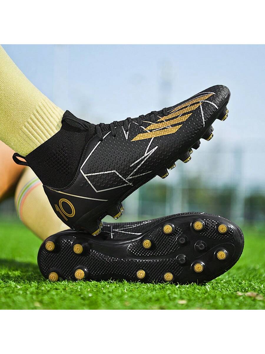 1 Pair Recommended Youth Football/Soccer Shoes, TPU Studs Anti-Slip High-Top All Season, Suitable For Daily Grass Soccer Training And Matches