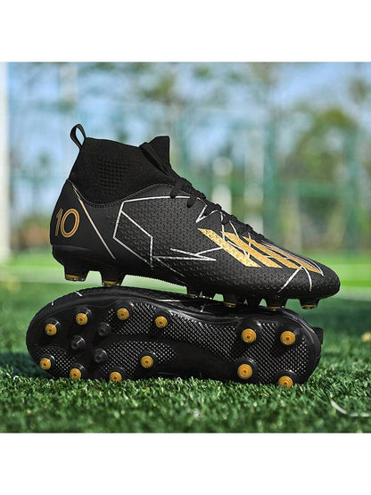 1 Pair Recommended Youth Football/Soccer Shoes, TPU Studs Anti-Slip High-Top All Season, Suitable For Daily Grass Soccer Training And Matches