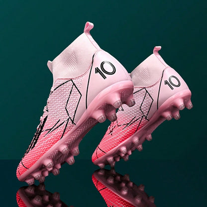 1 Pair Recommended Youth Football/Soccer Shoes, TPU Studs Anti-Slip High-Top All Season, Suitable For Daily Grass Soccer Training And Matches
