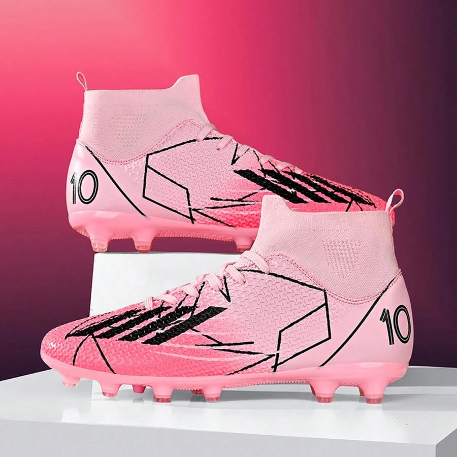 1 Pair Recommended Youth Football/Soccer Shoes, TPU Studs Anti-Slip High-Top All Season, Suitable For Daily Grass Soccer Training And Matches