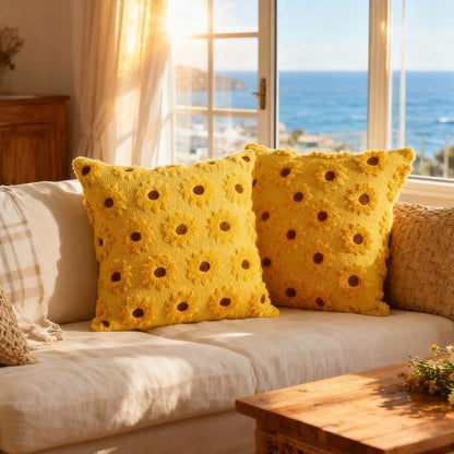 1 Pc 3D Sunflower Plush Cushion Cover, Farmhouse Nordic Style Thanksgiving Decor Pillowcase, 18" X 18", For Living Room Sofa Bedroom Autumn Atmosphere, Without Pillow Insert