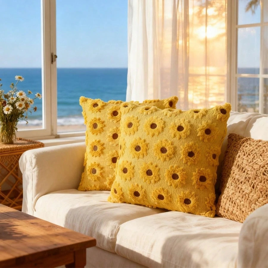 1 Pc 3D Sunflower Plush Cushion Cover, Farmhouse Nordic Style Thanksgiving Decor Pillowcase, 18" X 18", For Living Room Sofa Bedroom Autumn Atmosphere, Without Pillow Insert