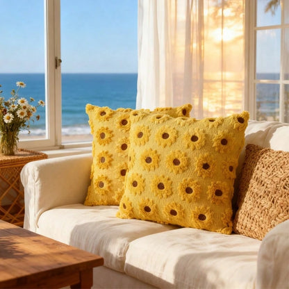 1 Pc 3D Sunflower Plush Cushion Cover, Farmhouse Nordic Style Thanksgiving Decor Pillowcase, 18" X 18", For Living Room Sofa Bedroom Autumn Atmosphere, Without Pillow Insert