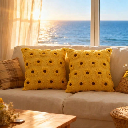 1 Pc 3D Sunflower Plush Cushion Cover, Farmhouse Nordic Style Thanksgiving Decor Pillowcase, 18" X 18", For Living Room Sofa Bedroom Autumn Atmosphere, Without Pillow Insert