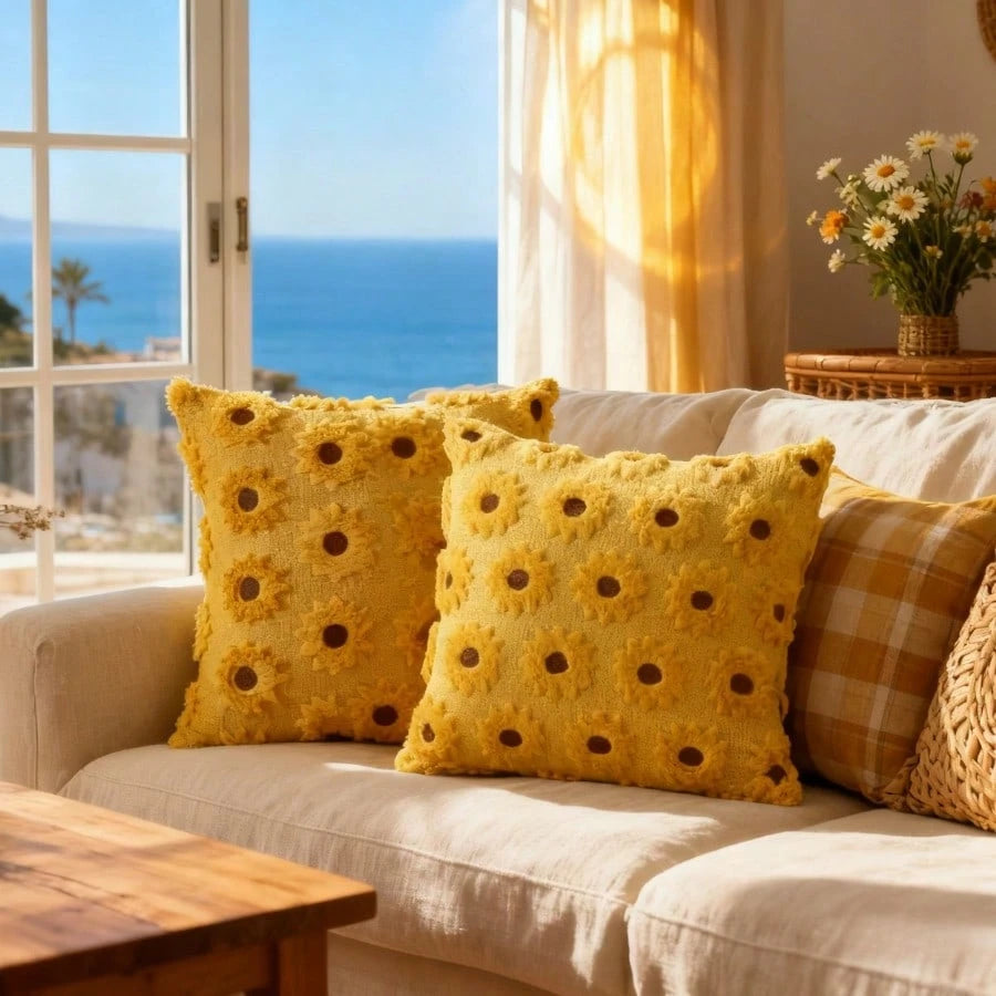 1 Pc 3D Sunflower Plush Cushion Cover, Farmhouse Nordic Style Thanksgiving Decor Pillowcase, 18" X 18", For Living Room Sofa Bedroom Autumn Atmosphere, Without Pillow Insert