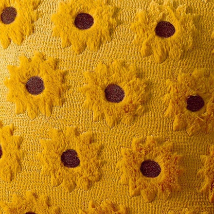 1 Pc 3D Sunflower Plush Cushion Cover, Farmhouse Nordic Style Thanksgiving Decor Pillowcase, 18" X 18", For Living Room Sofa Bedroom Autumn Atmosphere, Without Pillow Insert