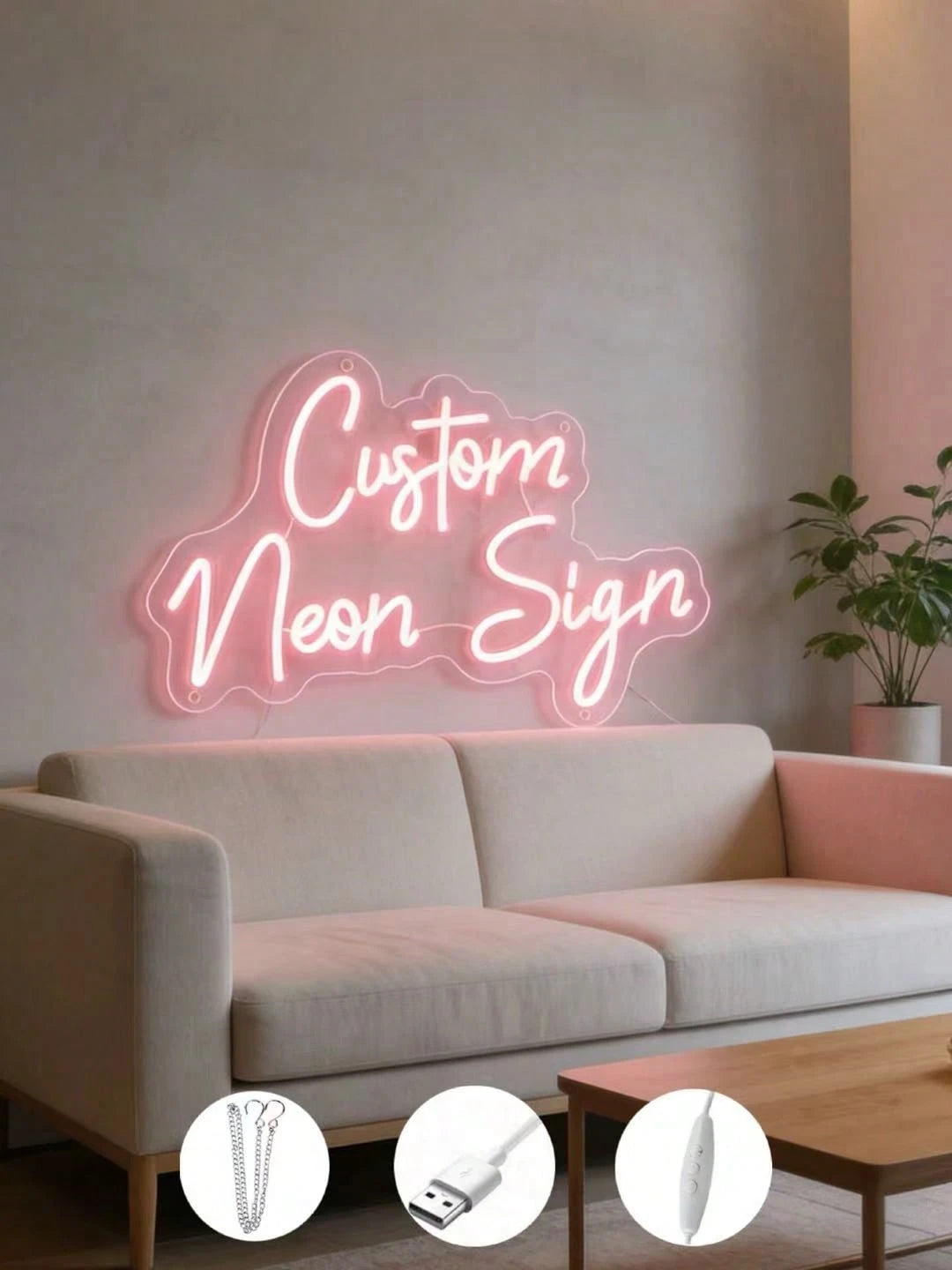 1 Pc Custom Neon Signs For Decor, Personalized Name Or Phrase LED Light, USB Powered With Dimmable Function – Wall Sign In INS Style, Minimal Chic Look – Romantic Light For Halloween, Thanksgiving, Ch