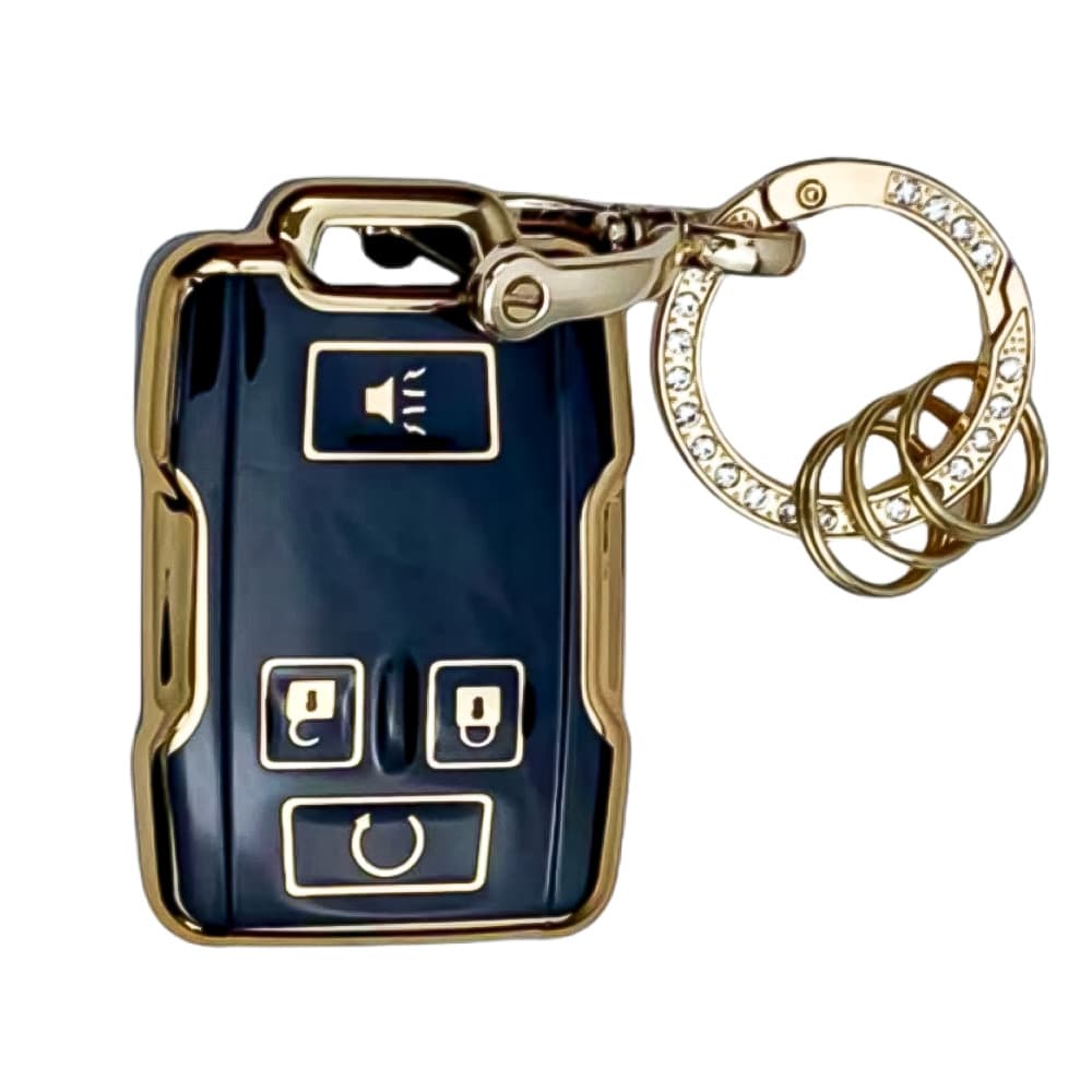 1 Pc Key Fob Cover TPU Car Key Case With Keychain Shell 360 Degree Protection For GMC For Chevrolet For S-Ilverado For Suburban For Tahoe For Yukon Anti Fall And Dust-Proof Keybag
