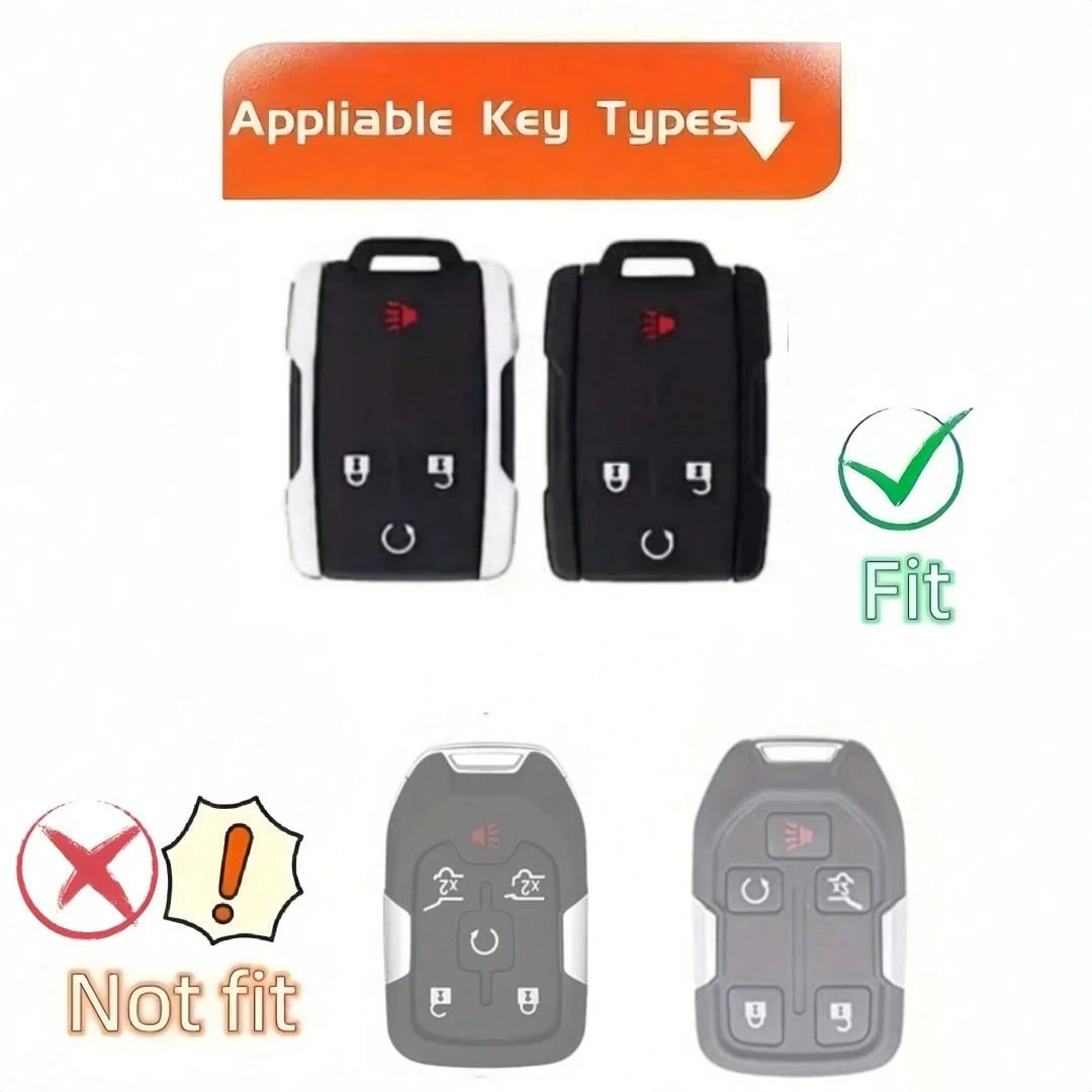 1 Pc Key Fob Cover TPU Car Key Case With Keychain Shell 360 Degree Protection For GMC For Chevrolet For S-Ilverado For Suburban For Tahoe For Yukon Anti Fall And Dust-Proof Keybag