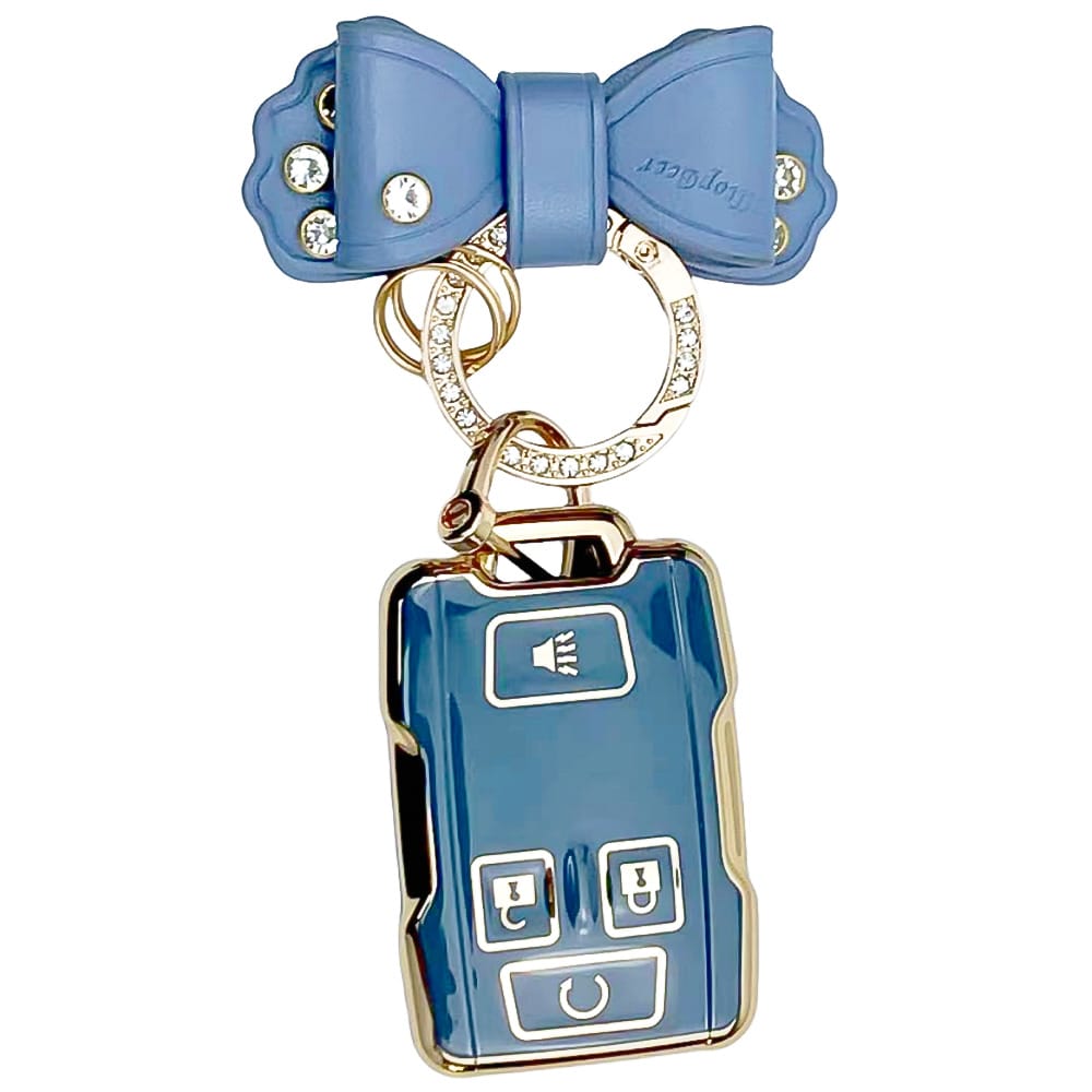 1 Pc Key Fob Cover TPU Car Key Case With Keychain Shell 360 Degree Protection For GMC For Chevrolet For S-Ilverado For Suburban For Tahoe For Yukon Anti Fall And Dust-Proof Keybag