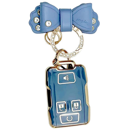 1 Pc Key Fob Cover TPU Car Key Case With Keychain Shell 360 Degree Protection For GMC For Chevrolet For S-Ilverado For Suburban For Tahoe For Yukon Anti Fall And Dust-Proof Keybag
