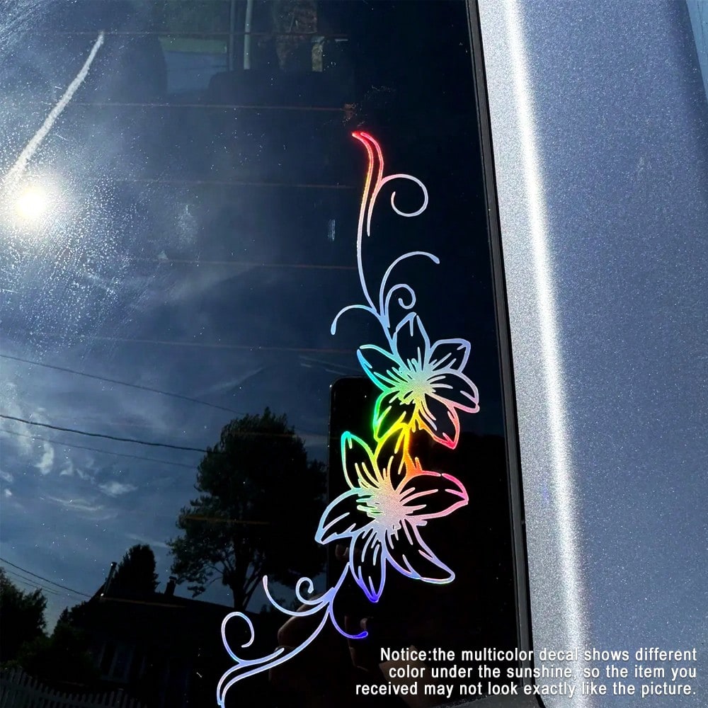 1 Pc Lily Flower Vinyl Car Decal, Cute Y2K Floral Sticker For Car Window Bumper Helmet, Easy To Apply