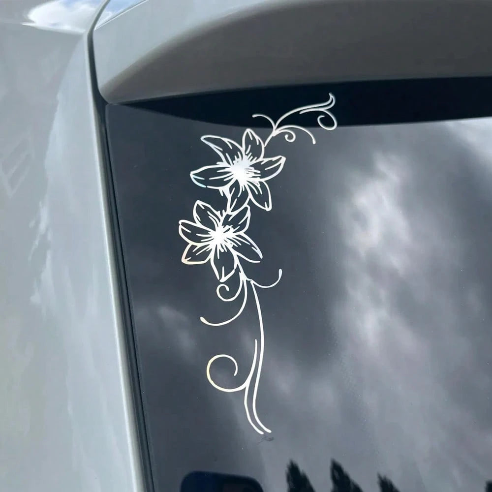 1 Pc Lily Flower Vinyl Car Decal, Cute Y2K Floral Sticker For Car Window Bumper Helmet, Easy To Apply