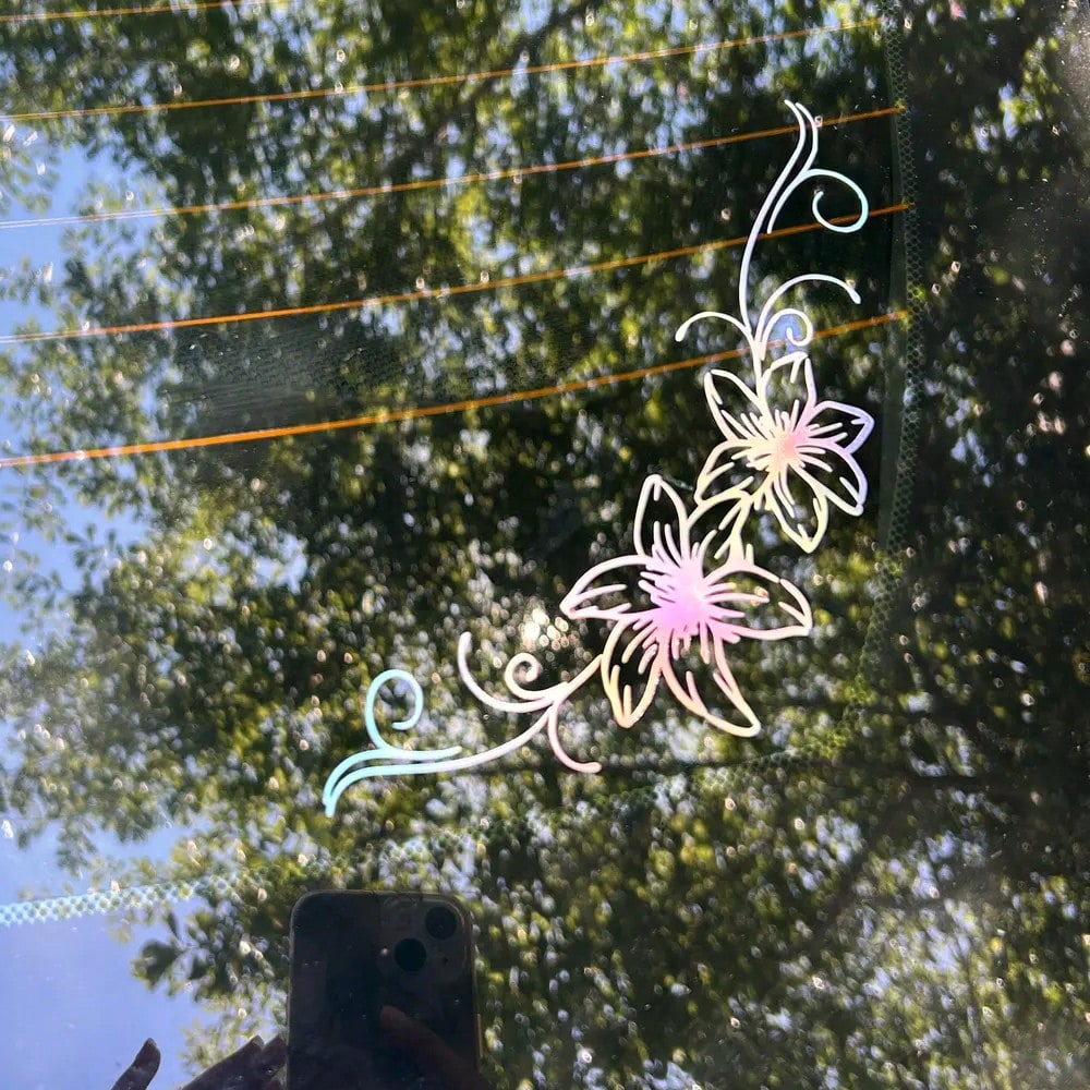 1 Pc Lily Flower Vinyl Car Decal, Cute Y2K Floral Sticker For Car Window Bumper Helmet, Easy To Apply