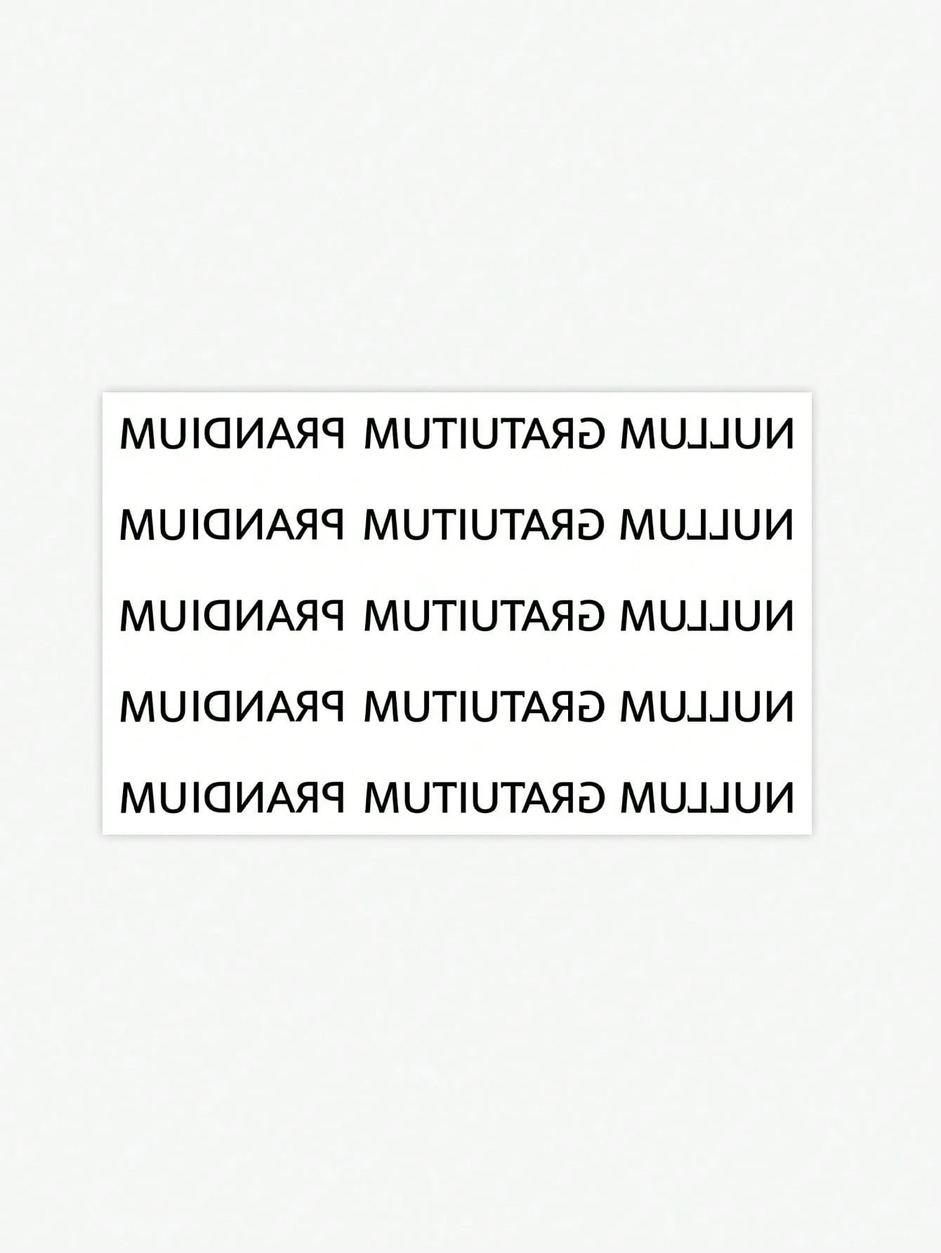 1 PC Men's Latin Letter Temporary Tattoo Stickers, Classic Text "NULLUM GRATUITUM PRANDIUM" Black Font Waterproof Body Tattoos For Forearm Wrist Rib Arm Decor, Text Tattoo Per Sheet