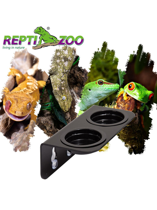 1 PC Reptile Water Bowl Double Grid Gecko Food Dish Feeder Detachable Suction Cup Reptile Feeding Dish Feeder with 6 Pcs Cups Dish Bowls for Pet Food and Water Feeding