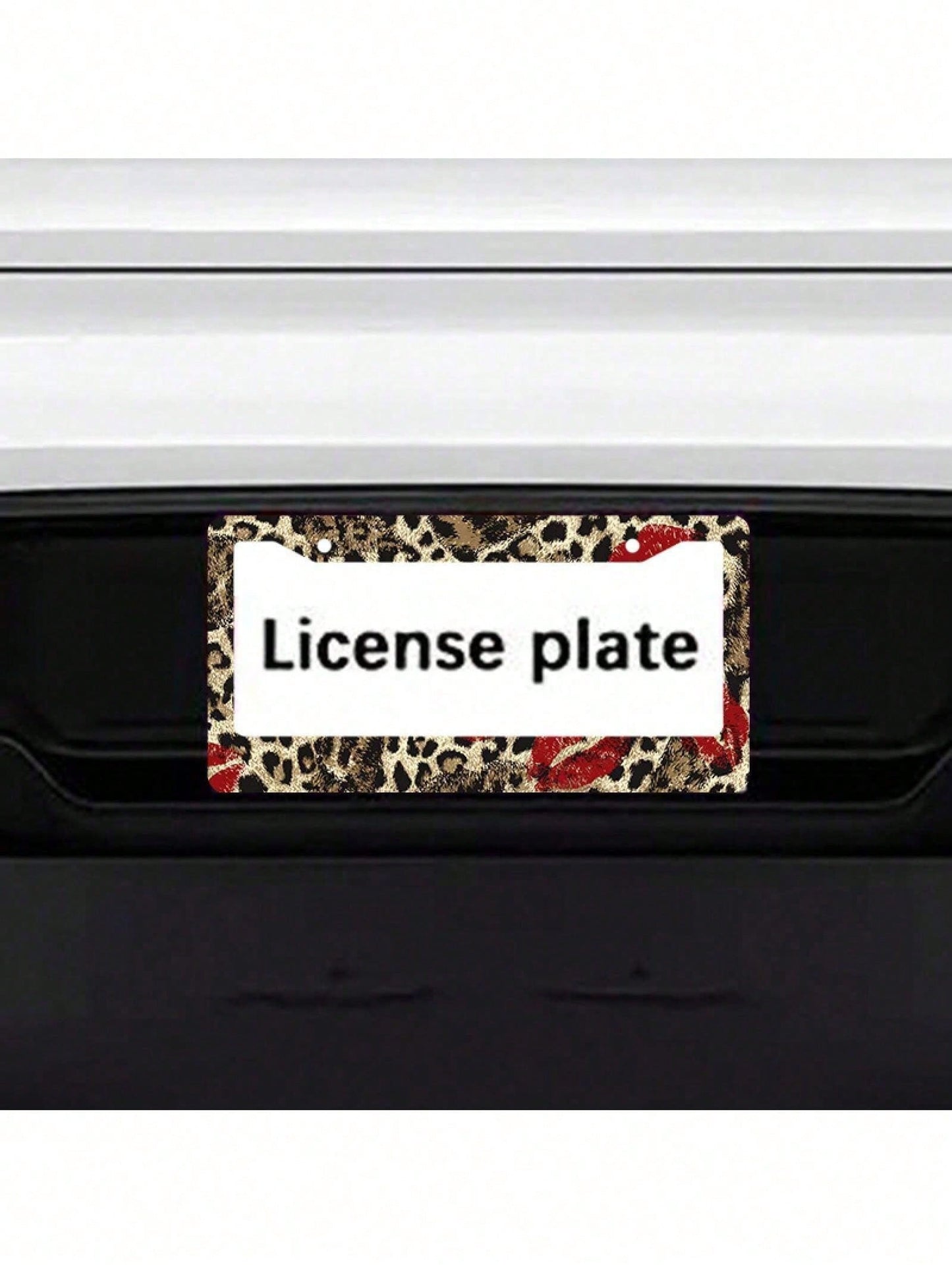 1 Piece 12.2 X 6.3inch, Metal License Plate Frame, Featuring A Fun Leopard Print Design With A Bright Red Lipstick Print As A Highlight, Perfect For Injecting Fashion And Personality Into Your Car,Ca