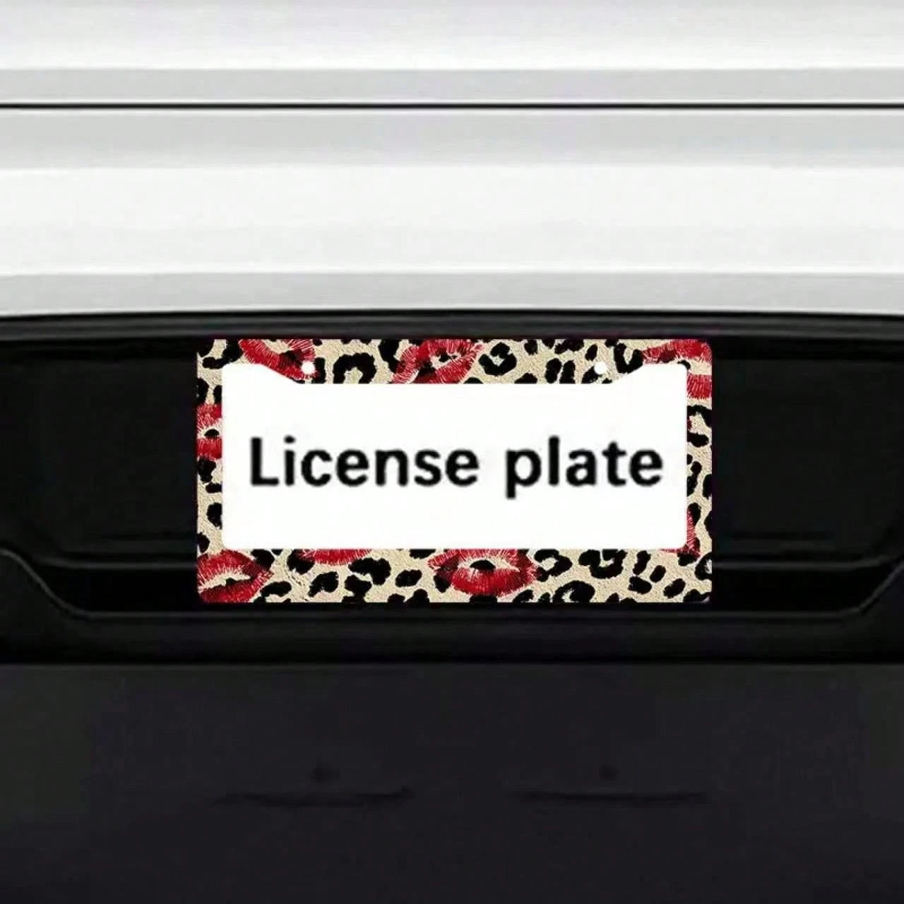 1 Piece 12.2 X 6.3inch, Metal License Plate Frame, Featuring A Fun Leopard Print Design With A Bright Red Lipstick Print As A Highlight, Perfect For Injecting Fashion And Personality Into Your Car,Ca
