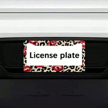 1 Piece 12.2 X 6.3inch, Metal License Plate Frame, Featuring A Fun Leopard Print Design With A Bright Red Lipstick Print As A Highlight, Perfect For Injecting Fashion And Personality Into Your Car,Ca