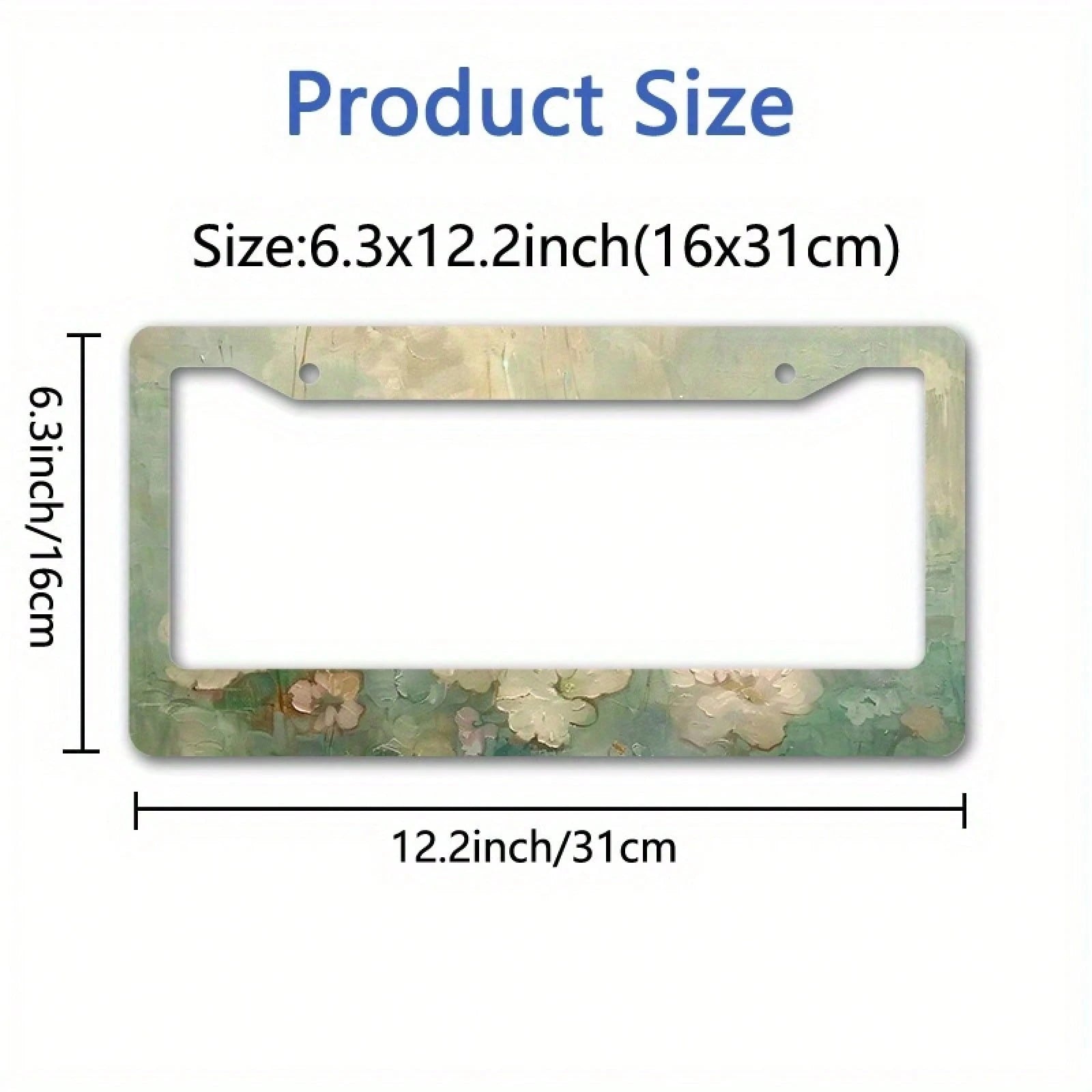 1 Piece Light Green Abstract Floral Metal License Plate Frame, 12.2x6.3 Inch, Suitable For US Vehicles, Waterproof And Rustproof, Car Accessories, License Plate Frame, Car Decor, Women's Car Accessori