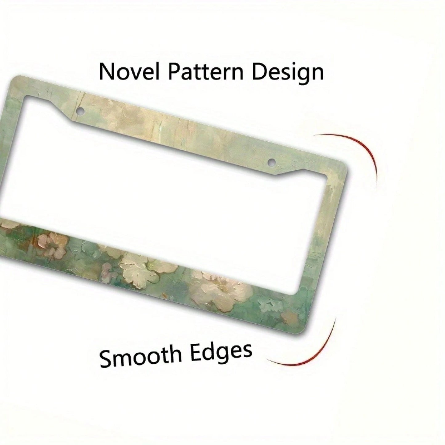 1 Piece Light Green Abstract Floral Metal License Plate Frame, 12.2x6.3 Inch, Suitable For US Vehicles, Waterproof And Rustproof, Car Accessories, License Plate Frame, Car Decor, Women's Car Accessori