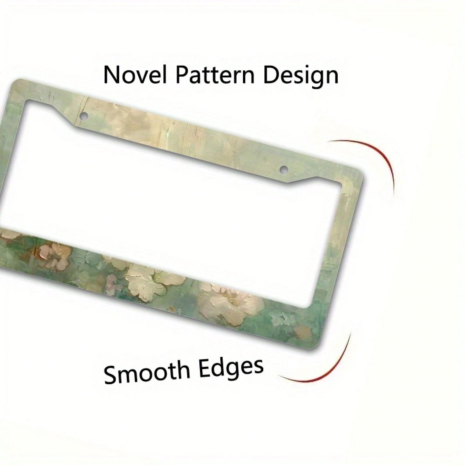 1 Piece Light Green Abstract Floral Metal License Plate Frame, 12.2x6.3 Inch, Suitable For US Vehicles, Waterproof And Rustproof, Car Accessories, License Plate Frame, Car Decor, Women's Car Accessori