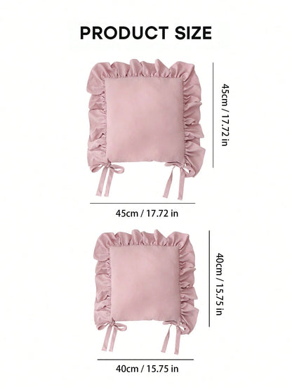 1 Piece, Lotus Leaf Lace Seat Cushion, Dining Chair Cushion With Cushion Core Belt, Strap Can Be Fixed, Comfortable And Non-Slip, Universal In All Seasons