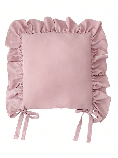 1 Piece, Lotus Leaf Lace Seat Cushion, Dining Chair Cushion With Cushion Core Belt, Strap Can Be Fixed, Comfortable And Non-Slip, Universal In All Seasons