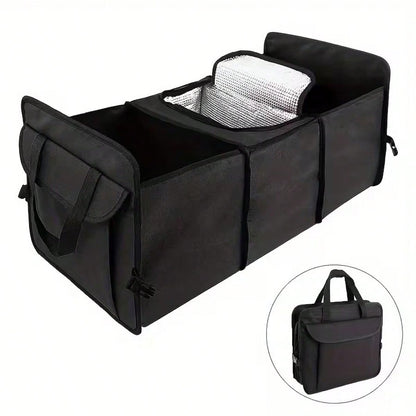 1-Piece Multi-Functional Foldable 3-Compartment Car Trunk Organizer, Storage Box, Insulated Storage Bag, Car Cooler Bag, Large Insulated Car Storage Bag, Insulated And Refrigerated Storage Bag