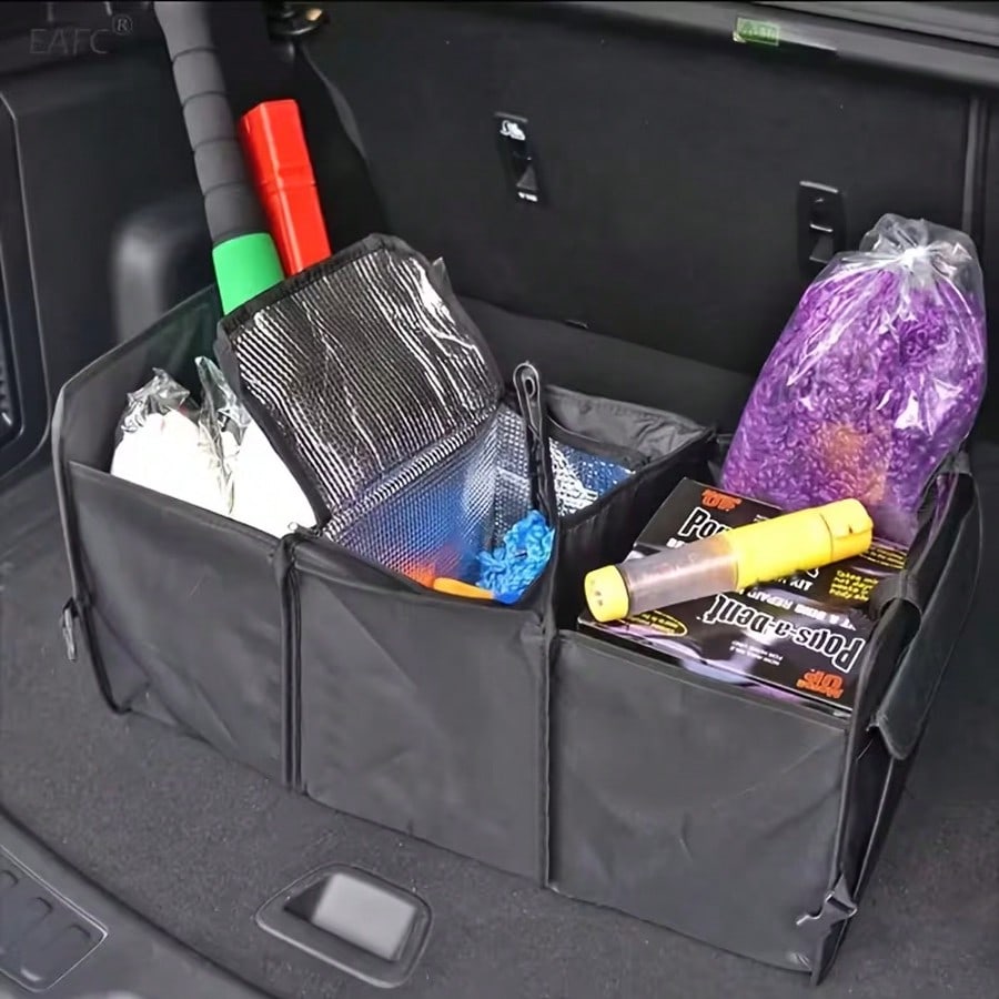 1-Piece Multi-Functional Foldable 3-Compartment Car Trunk Organizer, Storage Box, Insulated Storage Bag, Car Cooler Bag, Large Insulated Car Storage Bag, Insulated And Refrigerated Storage Bag