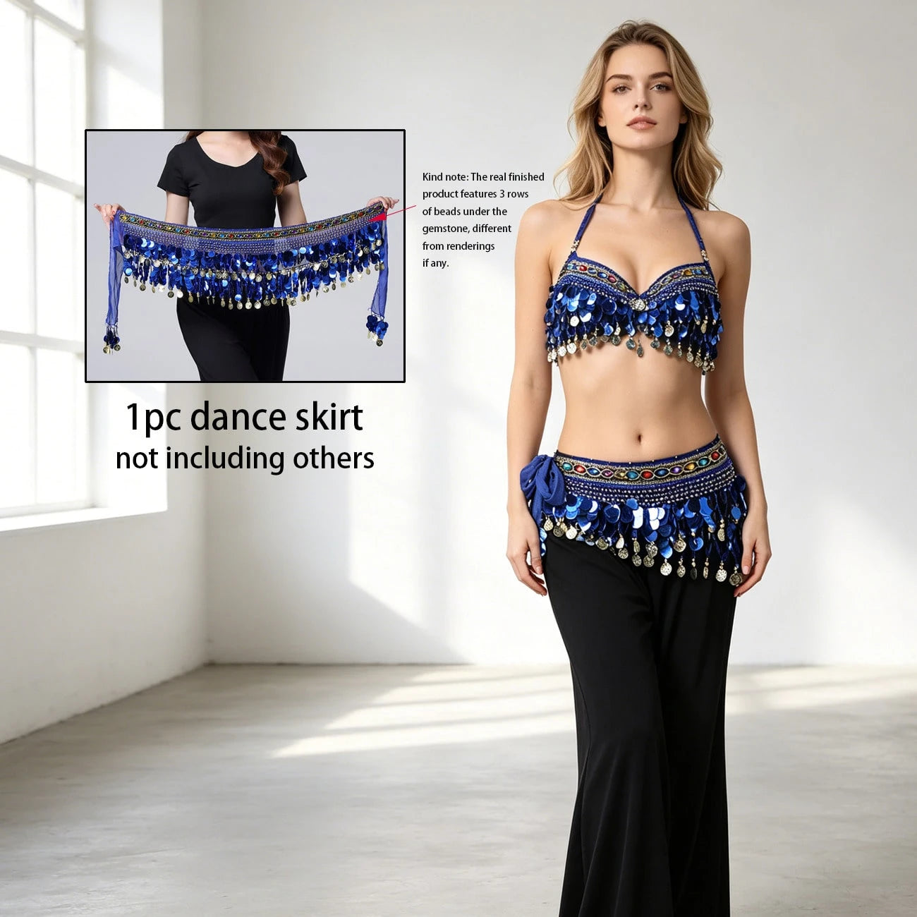 1 Piece Of Belly Dance Costume With Sequins And Tassel Sequins Skirt, Suitable For Festivals, Parties, Nightclubs, Beachwear, Exotic Clothing Decoration, Bohemian, Retro Style,. Each Accessories For W