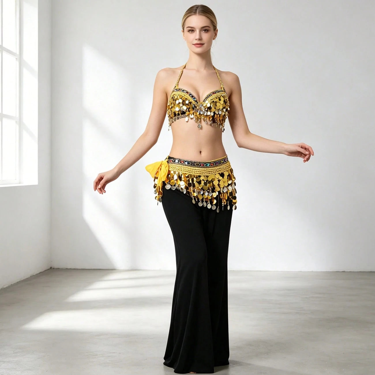 1 Piece Of Belly Dance Costume With Sequins And Tassel Sequins Skirt, Suitable For Festivals, Parties, Nightclubs, Beachwear, Exotic Clothing Decoration, Bohemian, Retro Style,. Each Accessories For W
