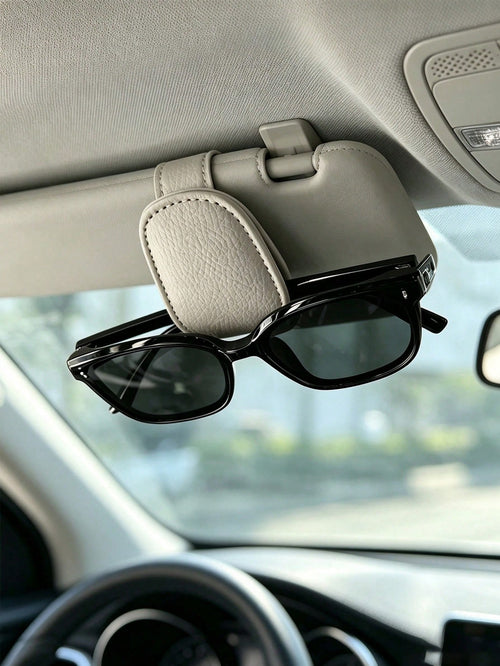 1 Piece Of General Motors Sunshade Glasses Clip, Magnetic Leather Fashionable Glasses Clip And Frame, Interior Decoration Product, Suitable For Various Cars, SUVstrucks, Road Travel,Glasses Holder,Gla
