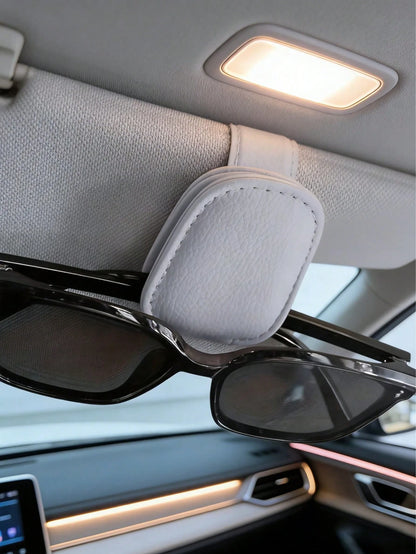 1 Piece Of General Motors Sunshade Glasses Clip, Magnetic Leather Fashionable Glasses Clip And Frame, Interior Decoration Product, Suitable For Various Cars, SUVstrucks, Road Travel,Glasses Holder,Gla