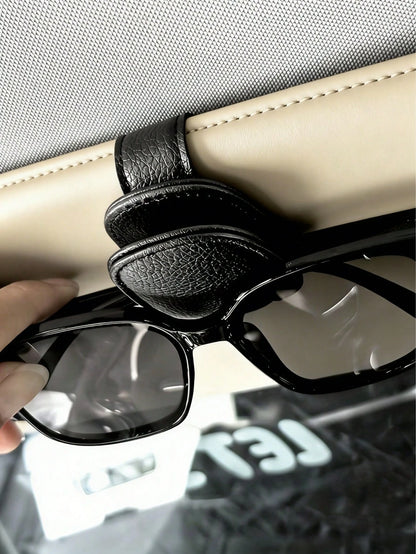 1 Piece Of General Motors Sunshade Glasses Clip, Magnetic Leather Fashionable Glasses Clip And Frame, Interior Decoration Product, Suitable For Various Cars, SUVstrucks, Road Travel,Glasses Holder,Gla
