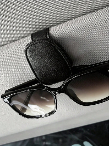 1 Piece Of General Motors Sunshade Glasses Clip, Magnetic Leather Fashionable Glasses Clip And Frame, Interior Decoration Product, Suitable For Various Cars, SUVstrucks, Road Travel,Glasses Holder,Gla