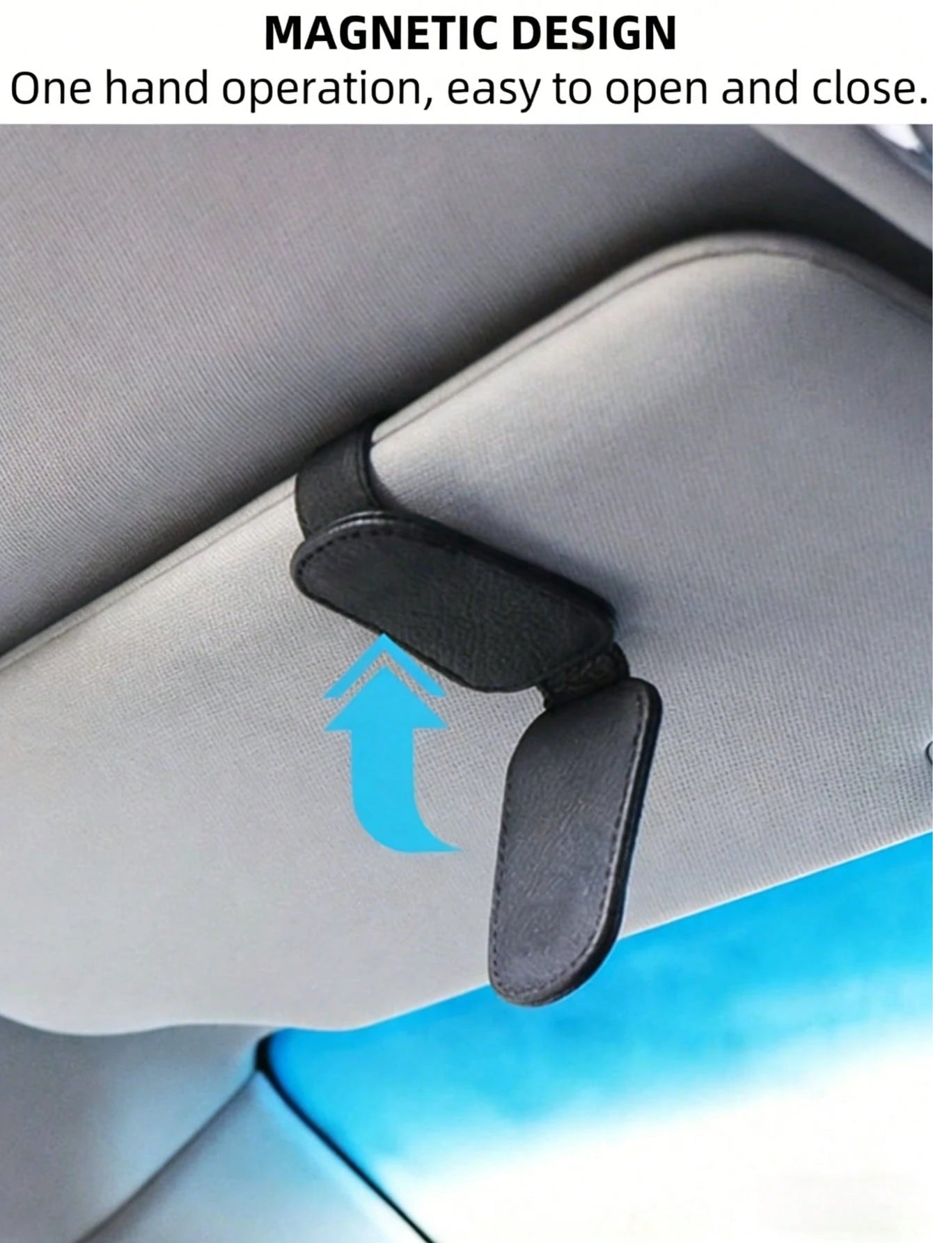 1 Piece Of General Motors Sunshade Glasses Clip, Magnetic Leather Fashionable Glasses Clip And Frame, Interior Decoration Product, Suitable For Various Cars, SUVstrucks, Road Travel,Glasses Holder,Gla