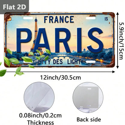 1 Piece Paris Eiffel Tower Theme Aluminum License Plate, 12inch X 6inch, Travel Souvenir, Car Stuff, Garage Decor, Wall Decor, Wall Decor, Room Decor, Car Accesssories, Home Decor, Car Acessesories>Es
