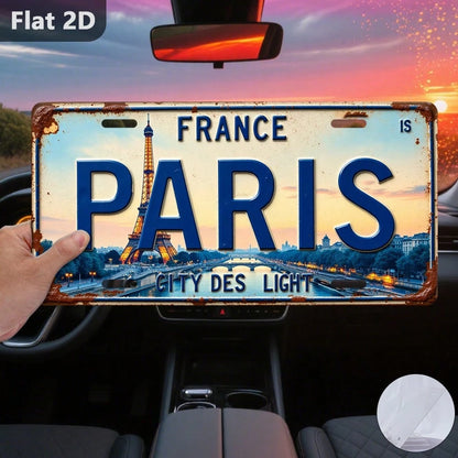 1 Piece Paris Eiffel Tower Theme Aluminum License Plate, 12inch X 6inch, Travel Souvenir, Car Stuff, Garage Decor, Wall Decor, Wall Decor, Room Decor, Car Accesssories, Home Decor, Car Acessesories>Es
