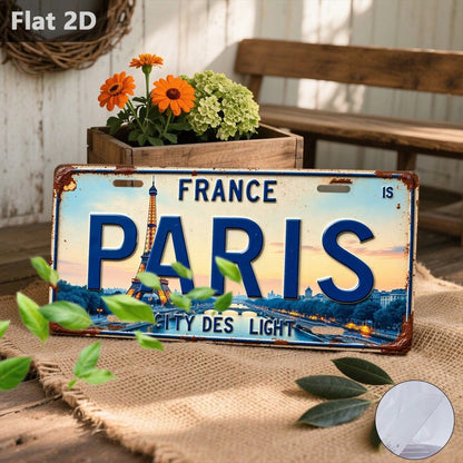 1 Piece Paris Eiffel Tower Theme Aluminum License Plate, 12inch X 6inch, Travel Souvenir, Car Stuff, Garage Decor, Wall Decor, Wall Decor, Room Decor, Car Accesssories, Home Decor, Car Acessesories>Es